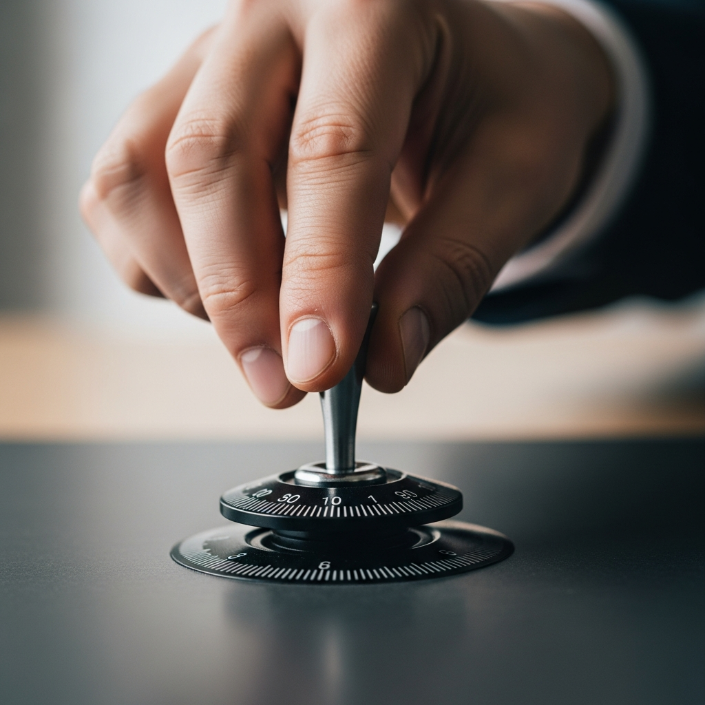 금리 인하를 상징하는 손이 레버를 내리는 모습