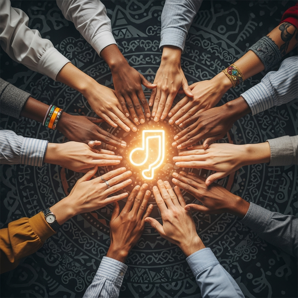 ภาพนามธรรมของผู้มีความสามารถจากหลากหลายวัฒนธรรมที่มารวมตัวกันผ่านการฝึกฝน K-Pop