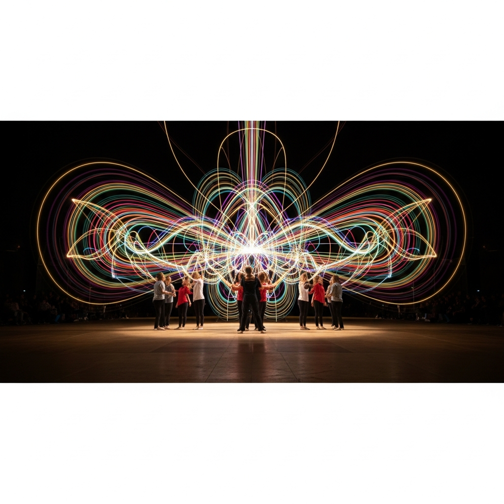 ภาพนามธรรมที่แสดงถึงการแสดงที่สมบูรณ์แบบและโลกทัศน์อันเป็นเอกลักษณ์ของ K-POP