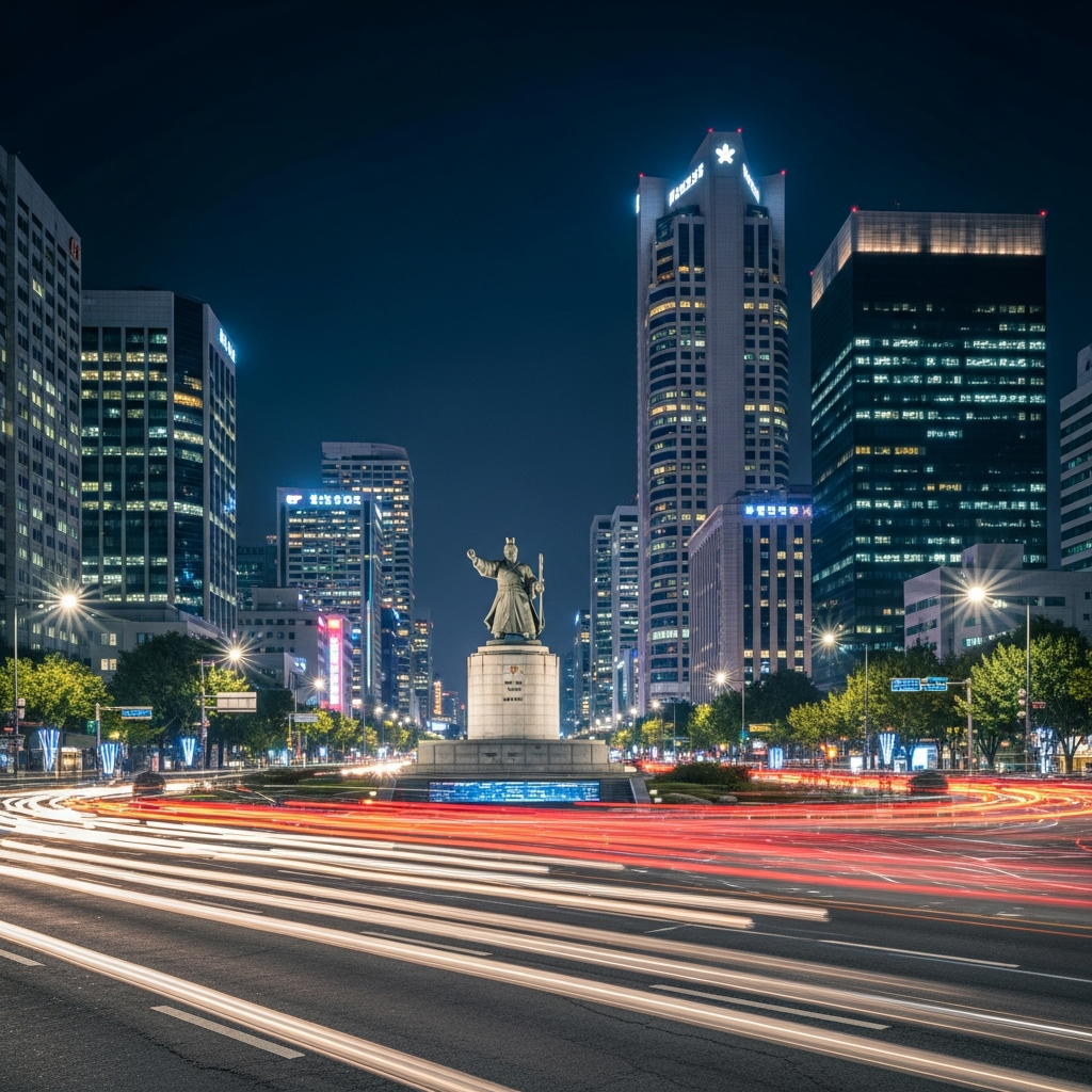 BTS 더 시티 서울 프로젝트를 상징하는 활기찬 서울 야경